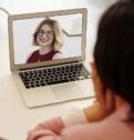 A person engages in telehealth