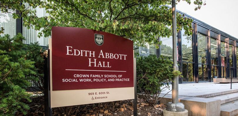 Front entrance of Edith Abbot Hall, Crown School of Social Work at University of Chicago